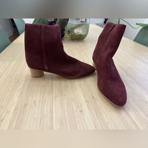 NWOT Soludos Burgundy Suede Ankle Boots